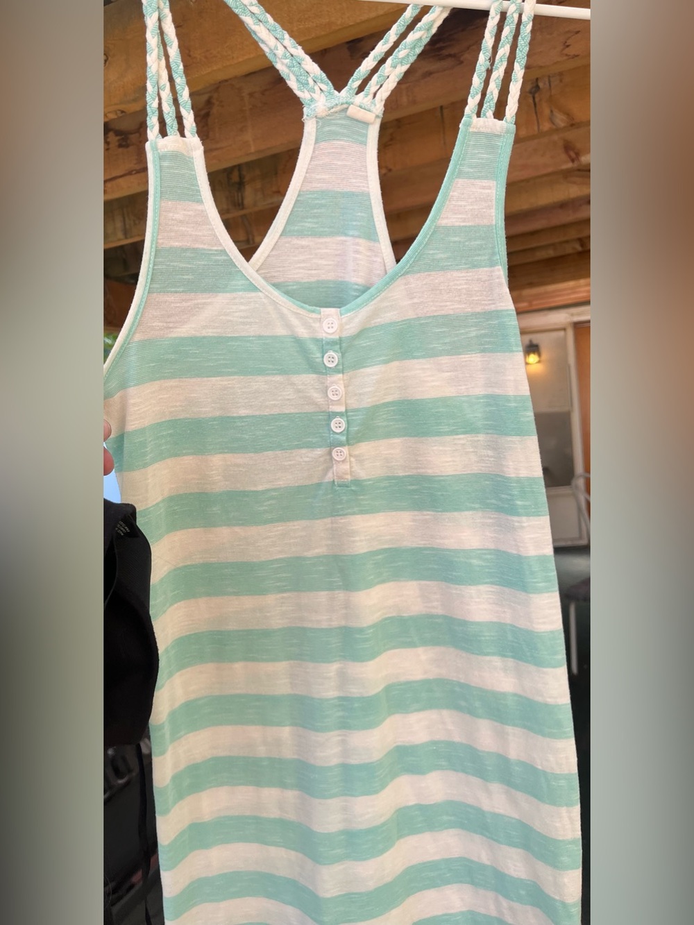 Button-Front Striped Tank Dress in Mint & White beach coverup